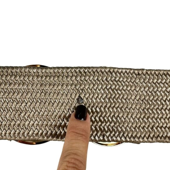 Wide Stretchable Elastic Waist Belt With Metal Double Gold Bucket - Picture 8 of 13